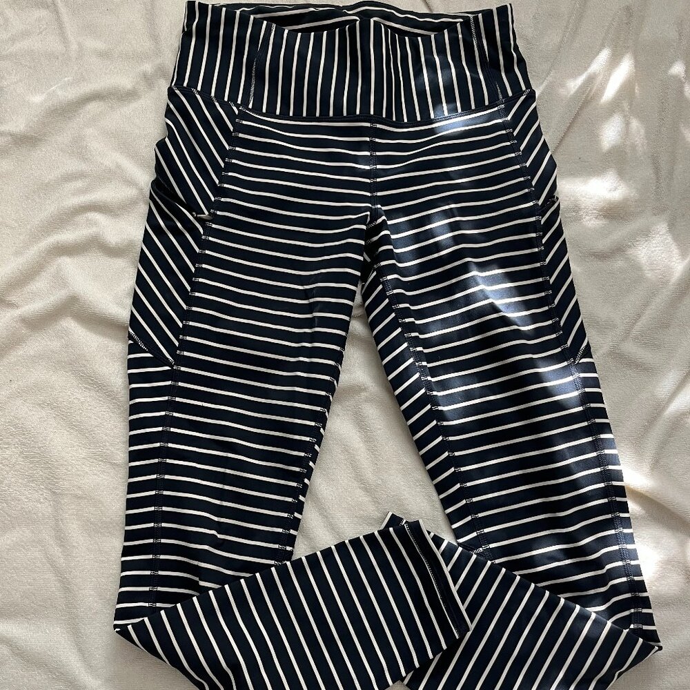 Athleta leggings navy stripe